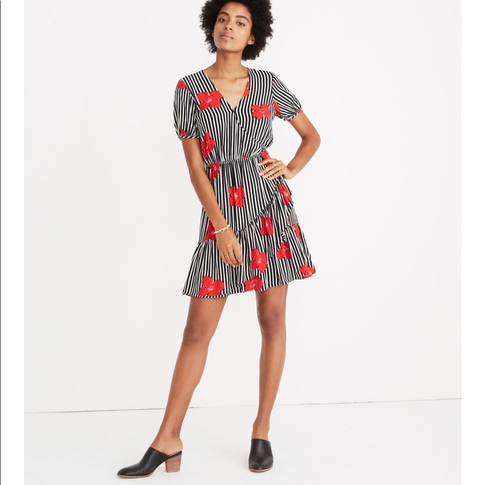 Madewell Ruffle Wrap Dress in Candied Orchids